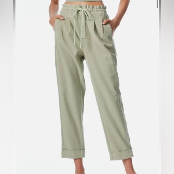 Alice + Olivia Sage Green Paper Bag Drawstring Pant